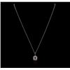 Image 1 : 14KT White Gold 0.76ct Sapphire and Diamond Pendant With Chain