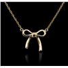 Image 2 : 14KT Yellow Gold 0.05ctw Diamond Bow Necklace