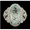 Image 1 : 14KT White Gold 6.88ct Aquamarine and Diamond Ring