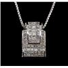 Image 2 : 3.36ctw Diamond Pendant With Chain - 18KT White Gold