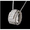 Image 3 : 3.36ctw Diamond Pendant With Chain - 18KT White Gold