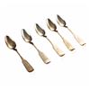 Image 2 : Set of 5 Fiddle Tip Coin Silver Spoons 1860