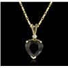 Image 1 : 14KT Yellow Gold 2.19ct Garnet and Diamond Pendant With Chain