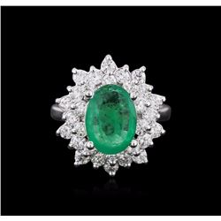 14KT White Gold 2.77ct Emerald and Diamond Ring