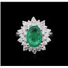 Image 1 : 14KT White Gold 2.77ct Emerald and Diamond Ring