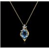 Image 2 : 14KT Yellow Gold 2.48ct Topaz and Diamond Pendant With Chain
