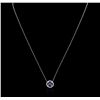 Image 1 : 1.00ct Sapphire and Diamond Pendant With Chain - 14KT White Gold