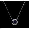 Image 2 : 1.00ct Sapphire and Diamond Pendant With Chain - 14KT White Gold