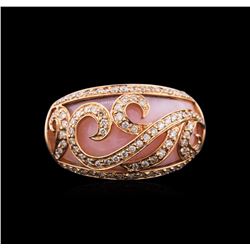 14KT Rose Gold 3.85ct Pink Opal and Diamond Ring