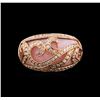 Image 1 : 14KT Rose Gold 3.85ct Pink Opal and Diamond Ring