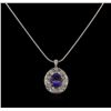 Image 2 : 21.34ct GIA Cert Tanzanite and Diamond Pendant With Chain - 14KT White Gold