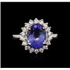 Image 1 : 14KT White Gold 3.87ct Tanzanite and Diamond Ring