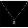 Image 1 : 1.93ct Emerald and Diamond Pendant With Chain - 14KT Yellow Gold