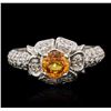 Image 1 : 14KT White Gold 1.24ct Yellow Sapphire and Diamond Ring