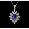 Image 1 : 14KT White Gold 2.57ct Tanzanite and Diamond Pendant With Chain