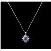 Image 2 : 14KT White Gold 2.57ct Tanzanite and Diamond Pendant With Chain