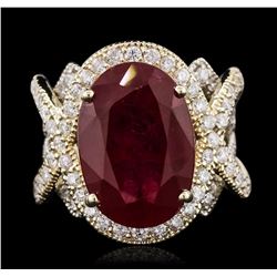 14KT Yellow Gold 13.71ct Ruby and Diamond Ring