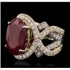 Image 2 : 14KT Yellow Gold 13.71ct Ruby and Diamond Ring