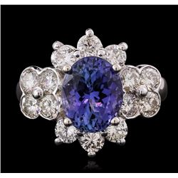 14KT White Gold 4.14ct Tanzanite and Diamond Ring