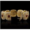 Image 3 : 14KT Yellow Gold 10.12ctw Ruby and Diamond Bracelet