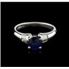 Image 1 : 14KT White Gold 0.95ct Sapphire and Diamond Ring