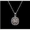 Image 2 : 14KT White Gold 0.95ctw Diamond Pendant With Chain