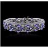 Image 1 : 14KT White Gold 28.17ctw Tanzanite and Diamond Bracelet