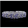 Image 2 : 14KT White Gold 28.17ctw Tanzanite and Diamond Bracelet