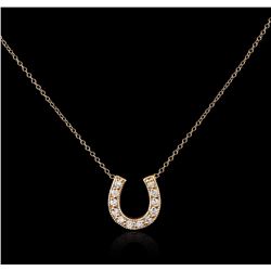 14KT Rose Gold 0.20ctw Diamond Pendant With Chain