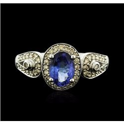 14KT White Gold 1.04ct Tanzanite and Diamond Ring