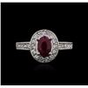 Image 1 : 14KT White Gold 0.80ct Ruby and Diamond Ring