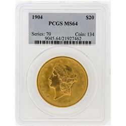 1904 PCGS MS64 $20 Liberty Head Double Eagle Gold Coin