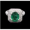 Image 1 : 2.39ct Emerald and Diamond Ring - 14KT White Gold