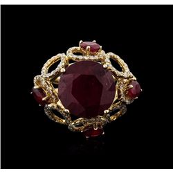 14KT Yellow Gold 11.46ctw Ruby and Diamond Ring