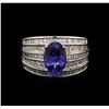 Image 1 : 2.07ct Tanzanite and Diamond Ring - 18KT White Gold