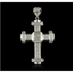 10KT White Gold 1.94ctw Diamond Cross Pendant