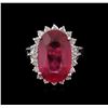 Image 1 : 10.20ct Ruby and Diamond Ring - 14KT White Gold