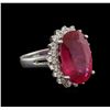 Image 2 : 10.20ct Ruby and Diamond Ring - 14KT White Gold