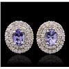 Image 1 : 14KT White Gold 1.40ctw Tanzanite and Diamond Earrings