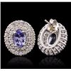 Image 2 : 14KT White Gold 1.40ctw Tanzanite and Diamond Earrings