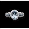 Image 1 : 14KT White Gold 1.75ct Aquamarine and Diamond Ring