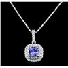 Image 1 : 14KT White Gold 1.36ct Tanzanite and Diamond Pendant With Chain
