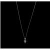 Image 2 : 14KT White Gold 0.16ctw Diamond Cross Pendant With Chain