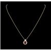 Image 2 : 14KT Yellow Gold 2.12ct Rubellite and Diamond Pendant With Chain