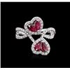 Image 1 : 18KT White Gold 1.15ctw Ruby and Diamond Ring