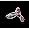 Image 2 : 18KT White Gold 1.15ctw Ruby and Diamond Ring