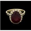 Image 1 : 6.70ct Ruby and Diamond Ring - 14KT Yellow Gold