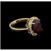 Image 2 : 6.70ct Ruby and Diamond Ring - 14KT Yellow Gold