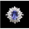 Image 1 : 1.70ct Tanzanite and Diamond Ring - 14KT White Gold