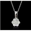 Image 1 : 14KT White Gold 0.42ctw Diamond Pendant With Chain